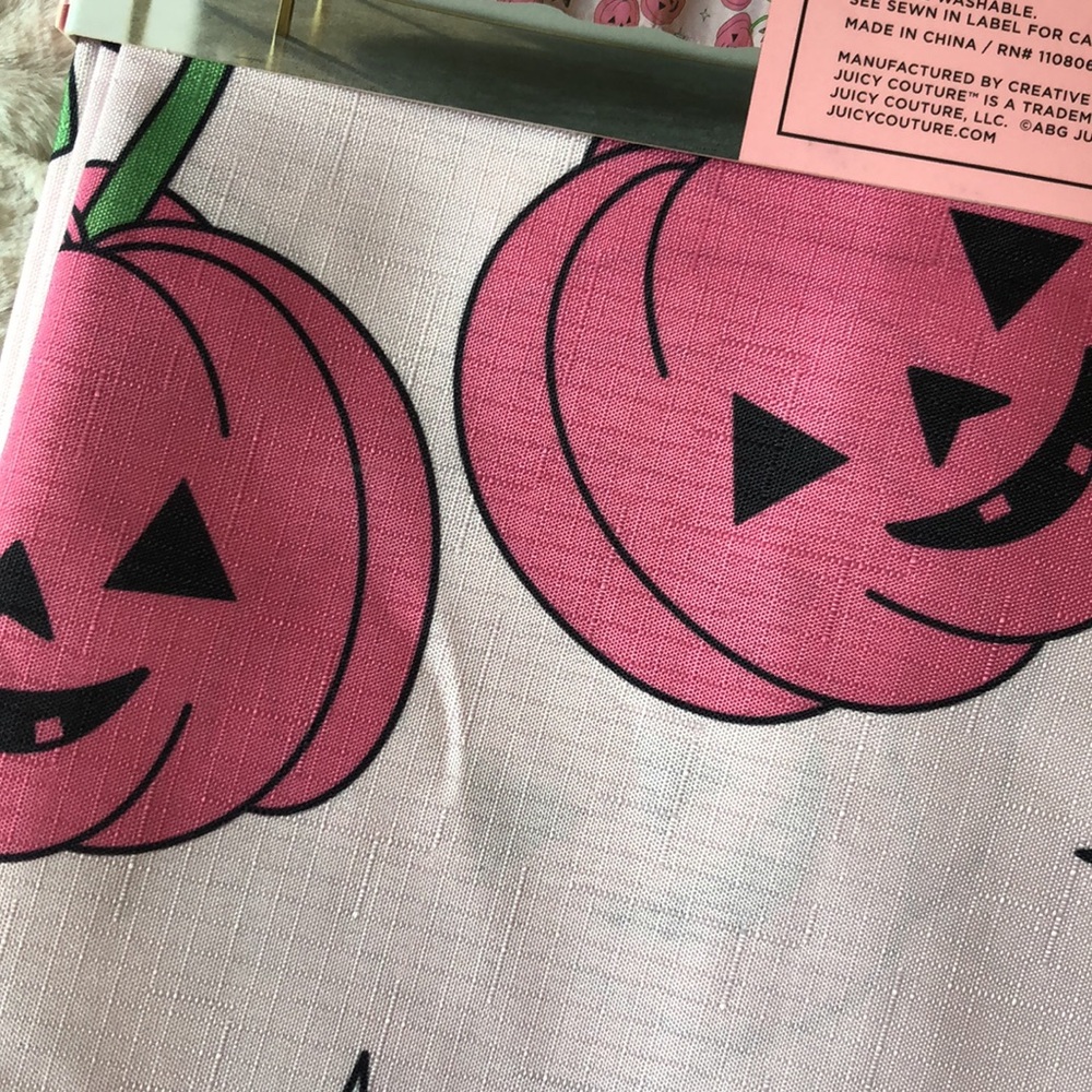 Juicy Couture Pink Jack O’Lantern Shower Curtain - Halloween - Picture 7 of 8